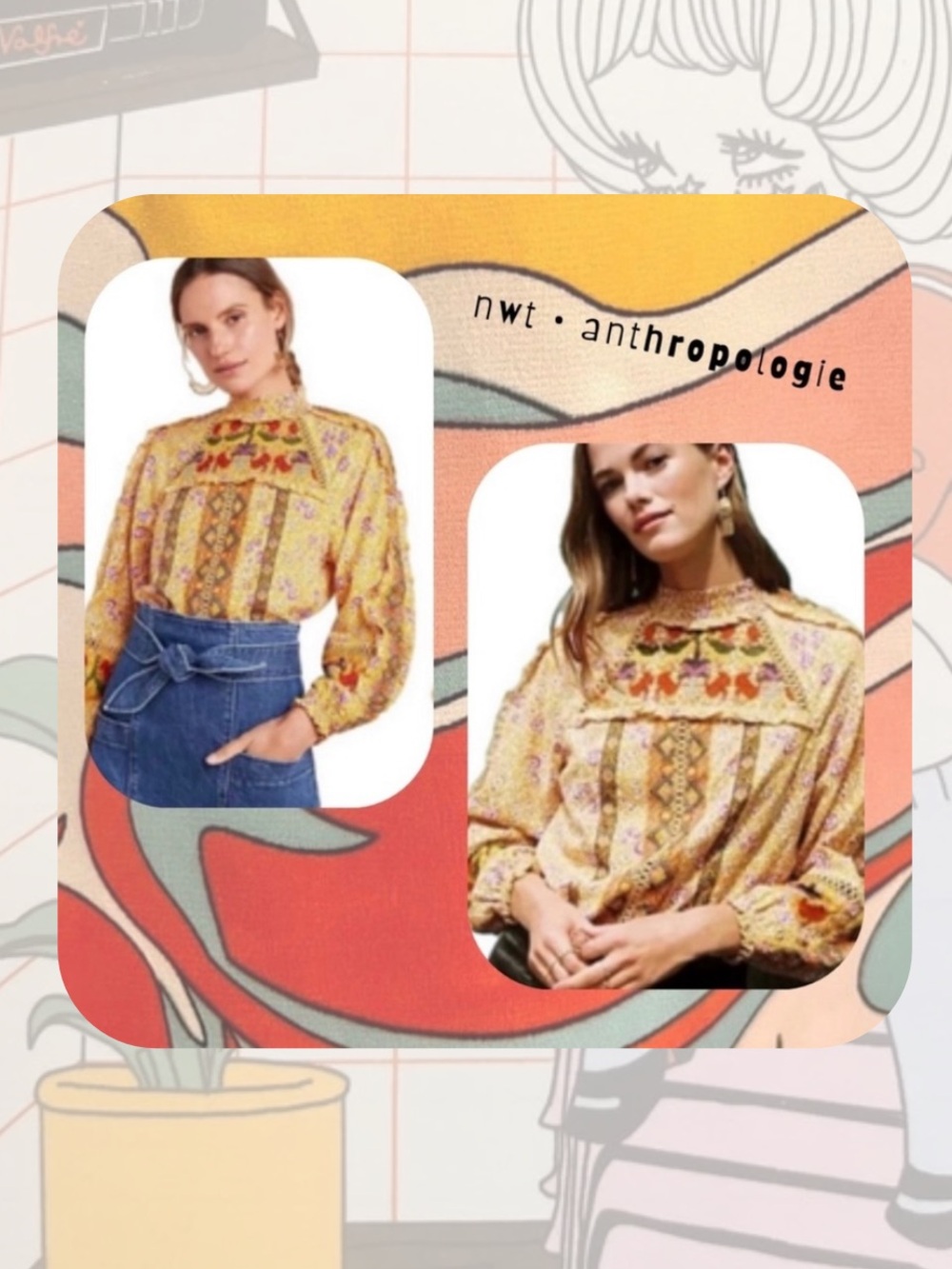 🏷️Anthropologie Maeve Goldie embroidered ruffle blouse